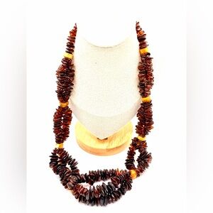 Vintage 70s Baltic and Butterscotch Amber Chip Necklace